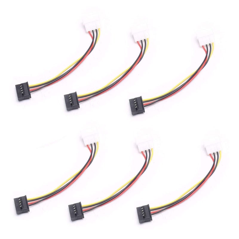 DEVMO 6X New IDE/Molex 4-Pin Male to Serial ATA SATA 15-Pin Female Power Adapter Cable - Image 1
